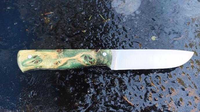 Couteau d'office en bois de peuplier stabilisé couleur verte "avec plus de noeuds"