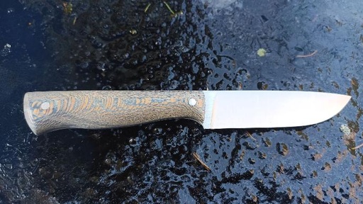 Couteau d'office avec manche en bois de platane stabilisé de couleur bleu